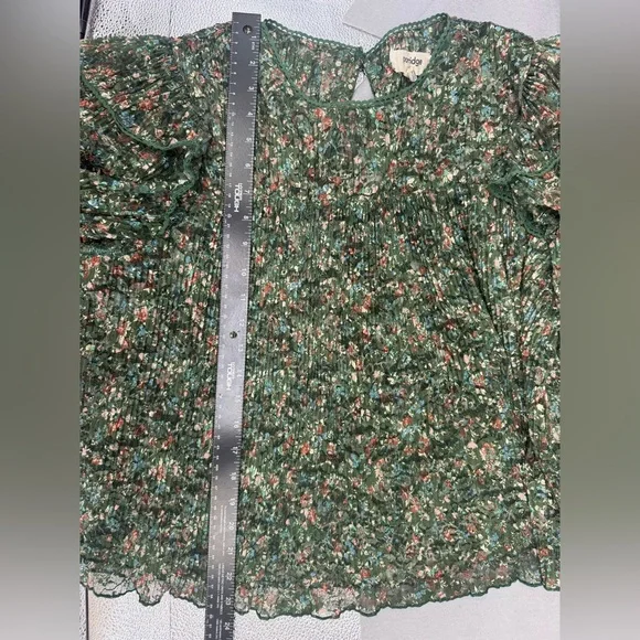 Anthropologie Porridge Pleated Floral Printed Lace Blouse Size L Romantic - Picture 14 of 14